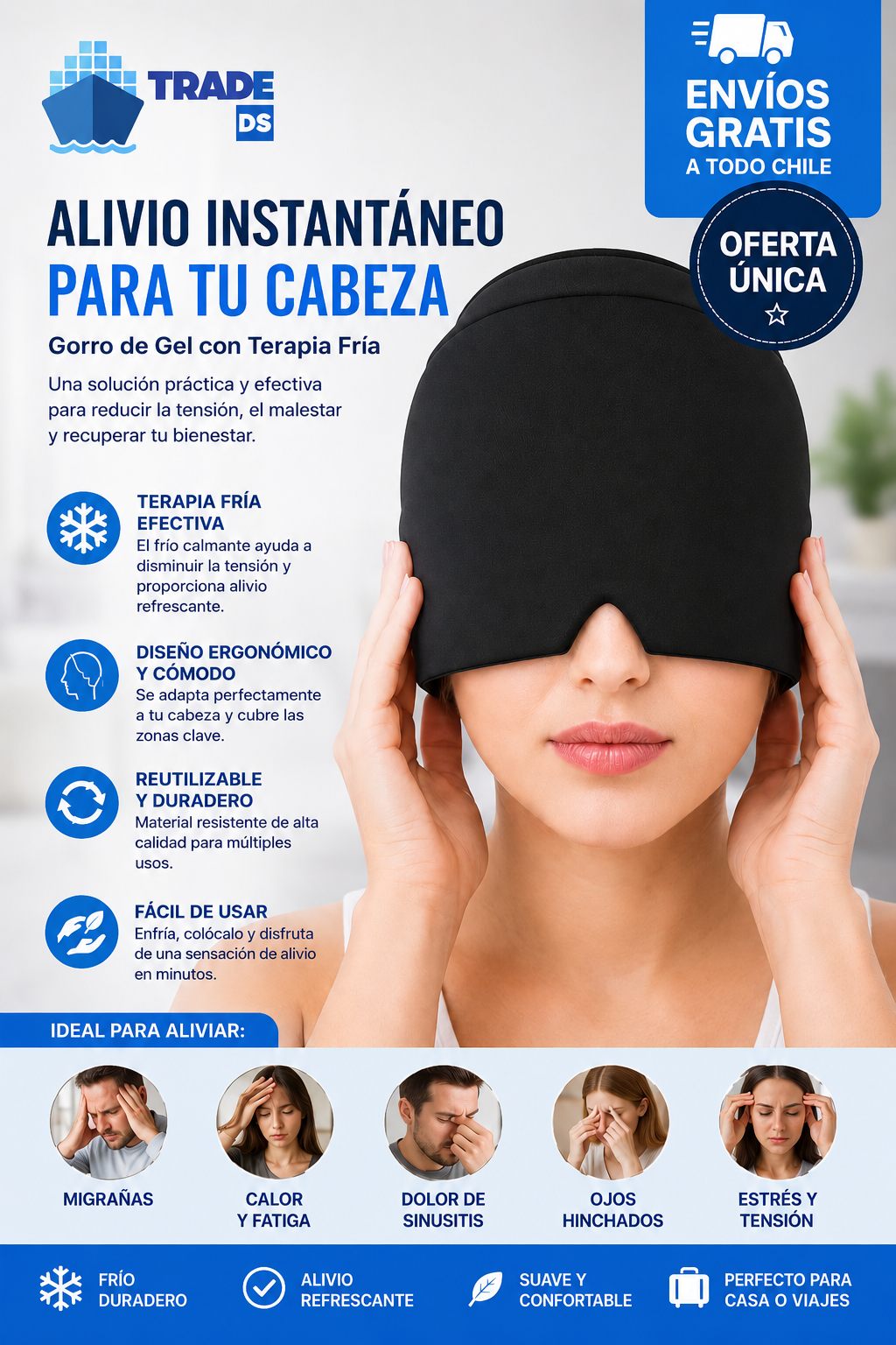 GORRO GEL PARA LA MIGRAÑA ALIVIO RAPIDO