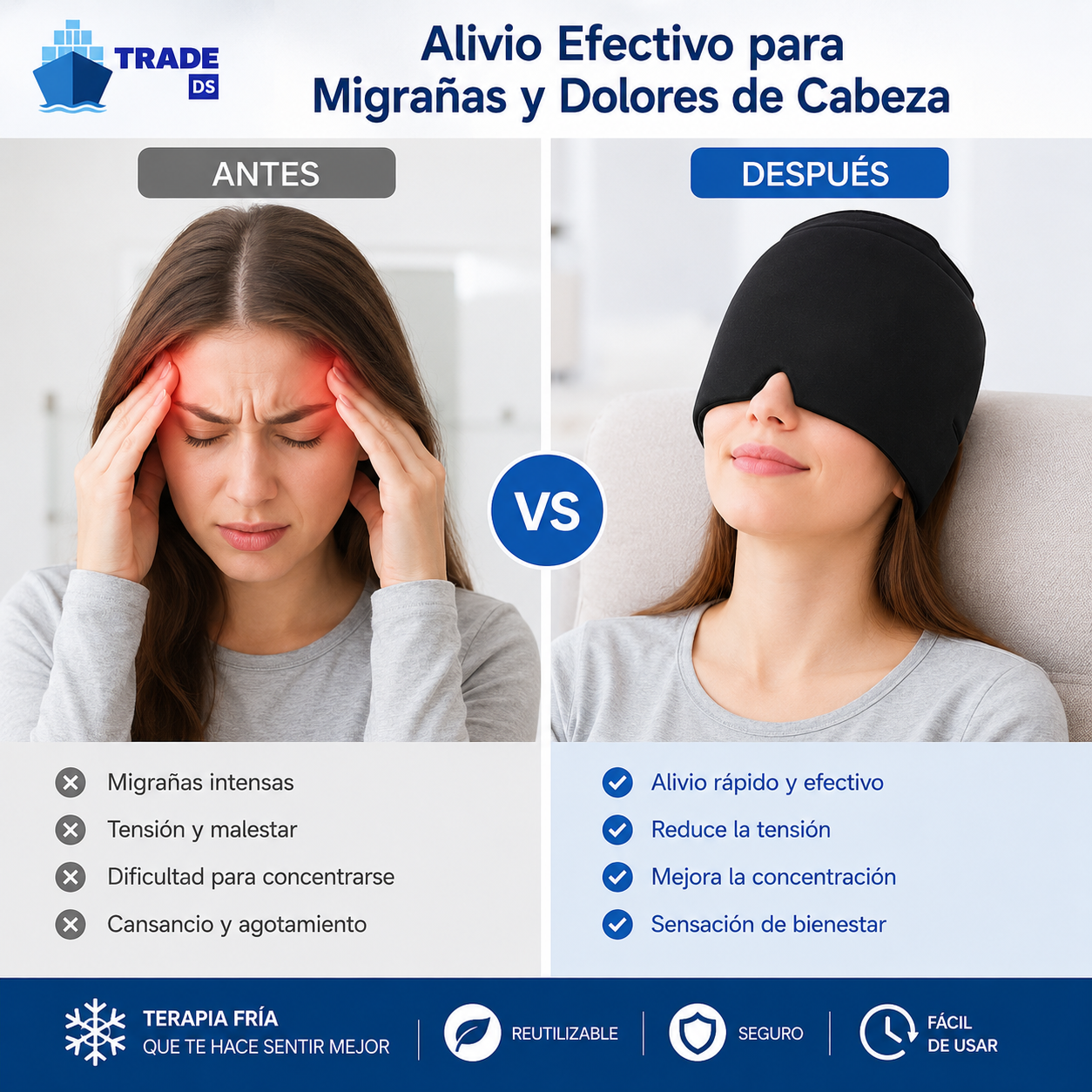 GORRO GEL PARA LA MIGRAÑA ALIVIO RAPIDO